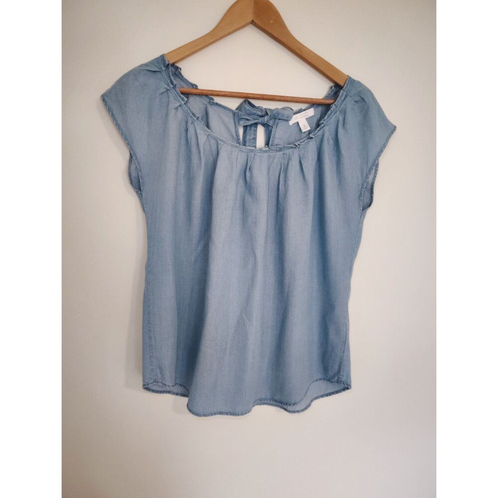 LC Lauren Conrad Chambray Top Boho Cottagecore Balletcore Prairiecore Cowgirl
